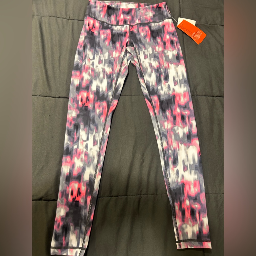 NWT Zella Leggings Grey Pink White Black Cosmos Blur Print size S NEW - Picture 2 of 4